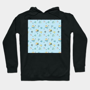 Cute flowers in light blue background Hoodie